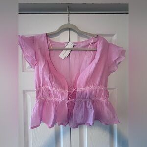 Pink Ruffled Women's Top